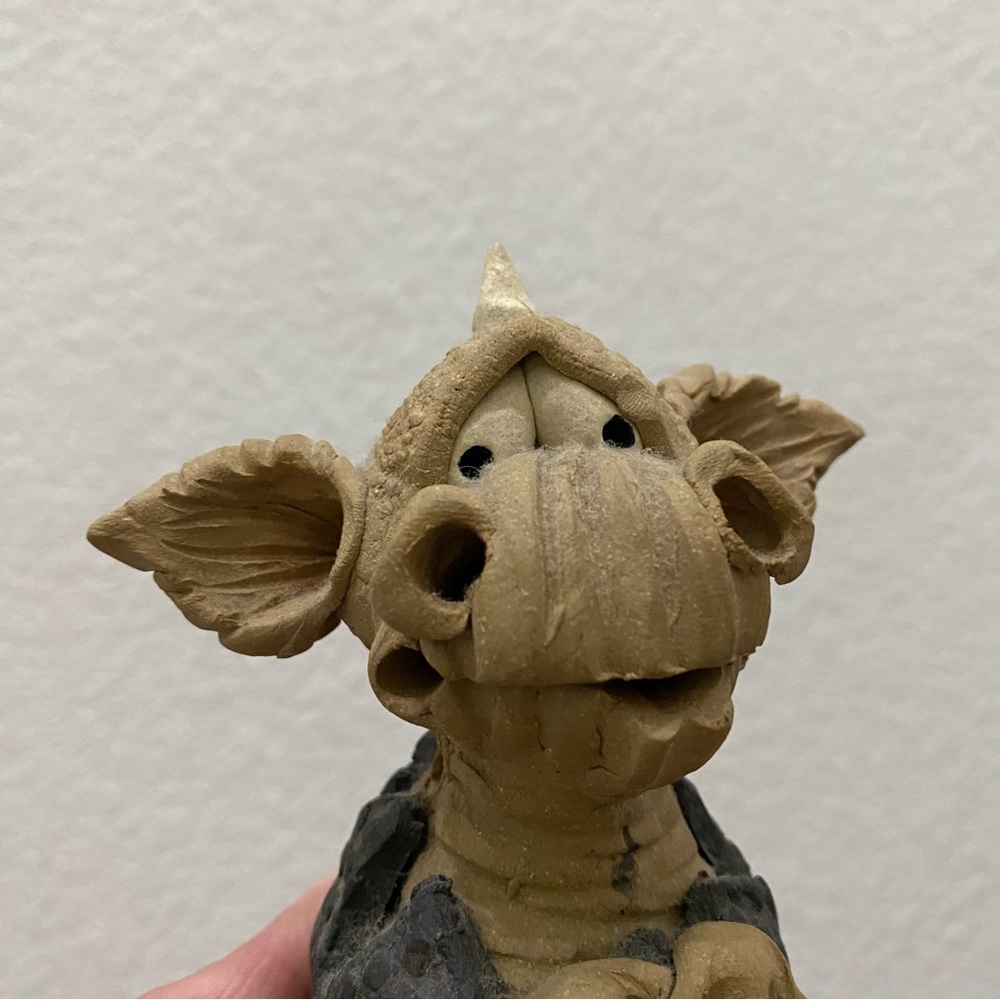 Adorable Kitsch Dragon Incense Burner Clay Pottery Figurine - Picture 10 of 12